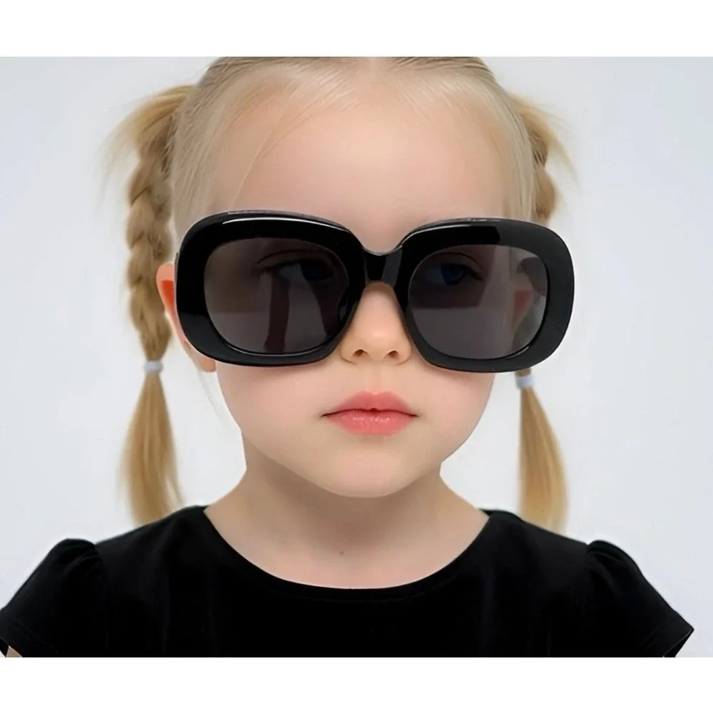 Kids Black Oversized Oval Sunglasses Fashion Fun Shades‎ UV Protection Girls New